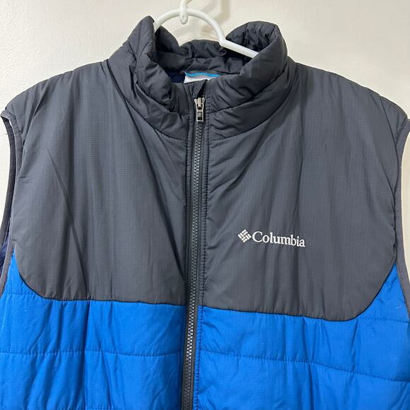 Columbia Mens Size Large Gray & Blue Full Zip Puffer Vest Outdoors Gorpcore - Picture 2 of 5